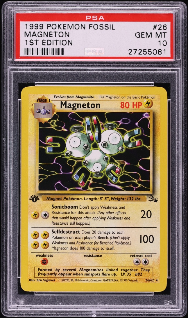 1999 Pokemon Fossil 1st Edition Magneton #26 PSA 10 GEM MINT