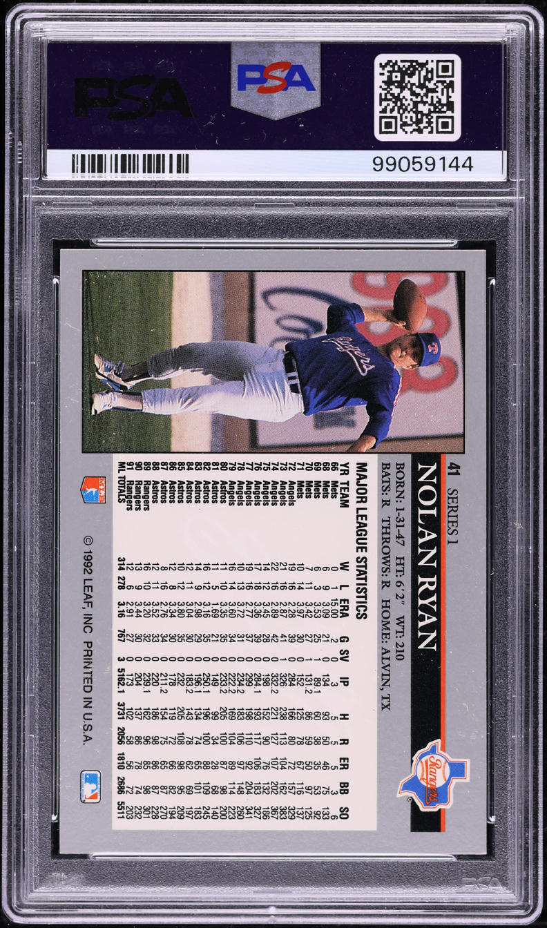1992 Leaf Nolan Ryan #41 PSA 10 GEM MINT