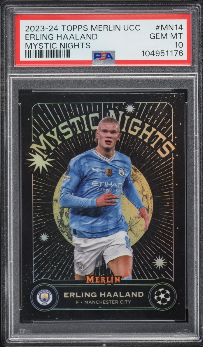 2023 Topps Merlin UEFA CC Mystic Nights Erling Haaland #MN-14 PSA 10 GEM MINT