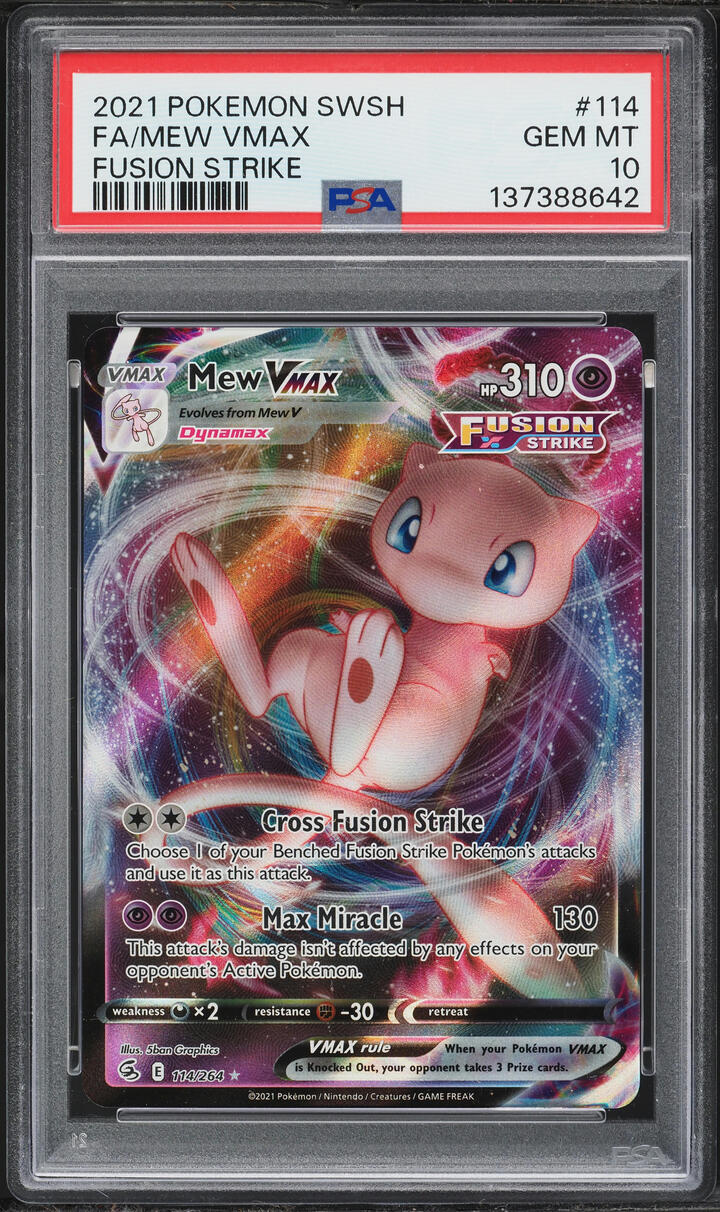 2021 Pokemon Sword & Shield Fusion Strike Full Art Mew VMAX #114 PSA 10 GEM MINT