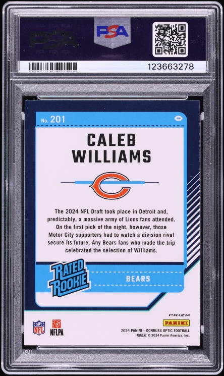 2024 Donruss Optic Blue Hyper Caleb Williams ROOKIE #201 PSA 9 MINT