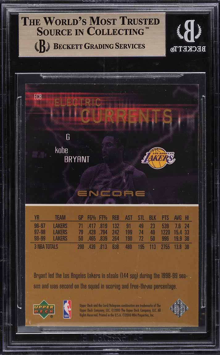 1999 Upper Deck Encore Electric Currents Kobe Bryant #EC8 BGS 9.5 GEM MINT