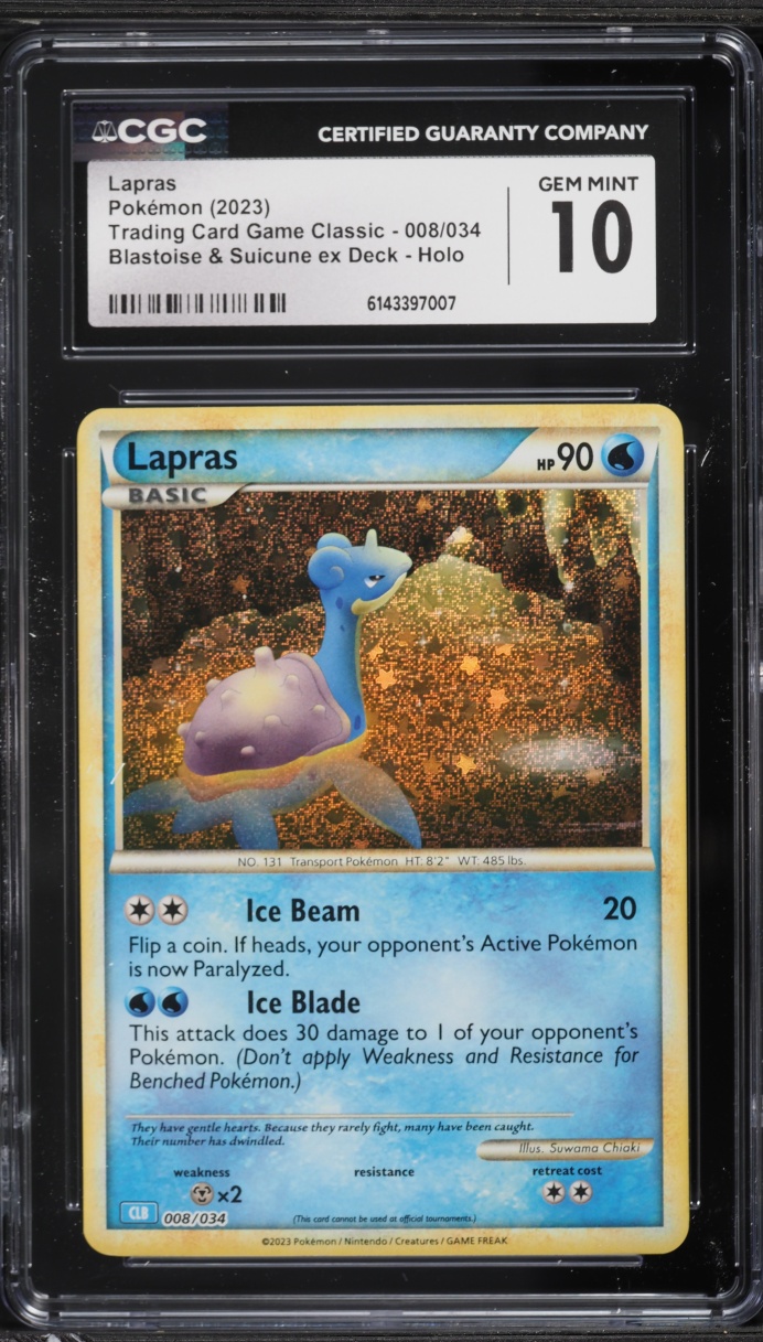 2023 Pokemon TCG Classic Collection Holo Lapras #8 CGC 10 GEM MINT