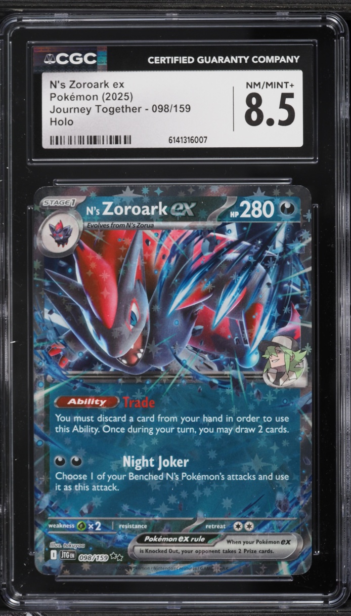 2025 Pokemon Scarlet & Violet Journey Together Holo N's Zoroark EX #98 CGC 8.5 NM-MT+