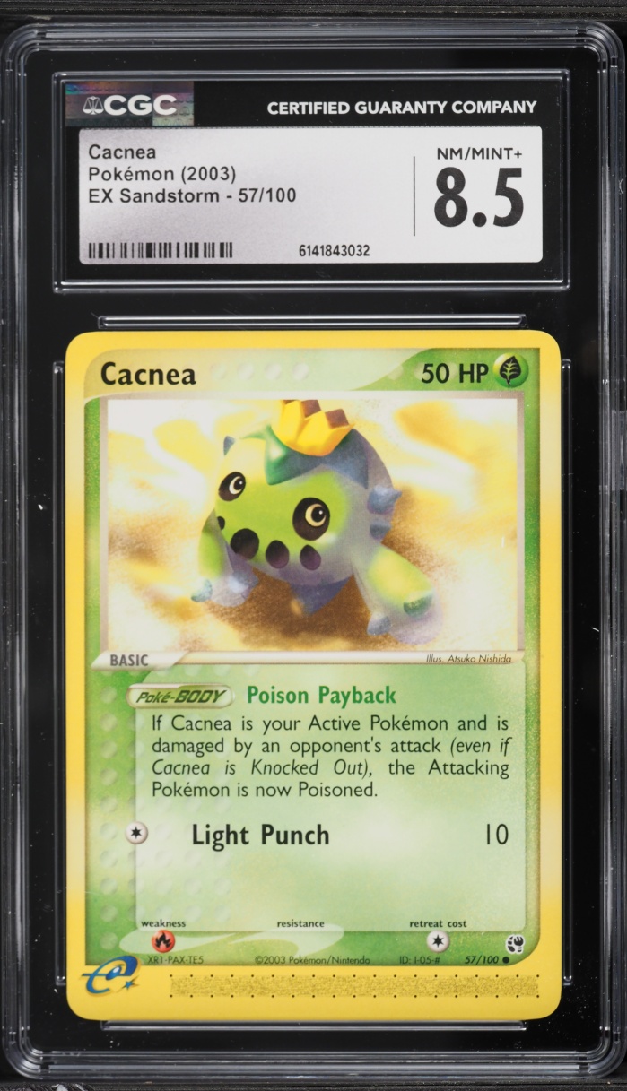 2003 Pokemon EX Sandstorm Cacnea #57 CGC 8.5 NM-MT+