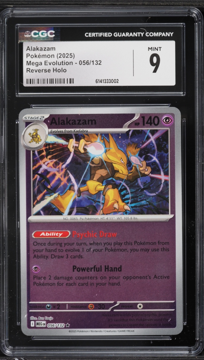 2025 Pokemon Mega Evolution Reverse Holo Alakazam #56 CGC 9 MINT