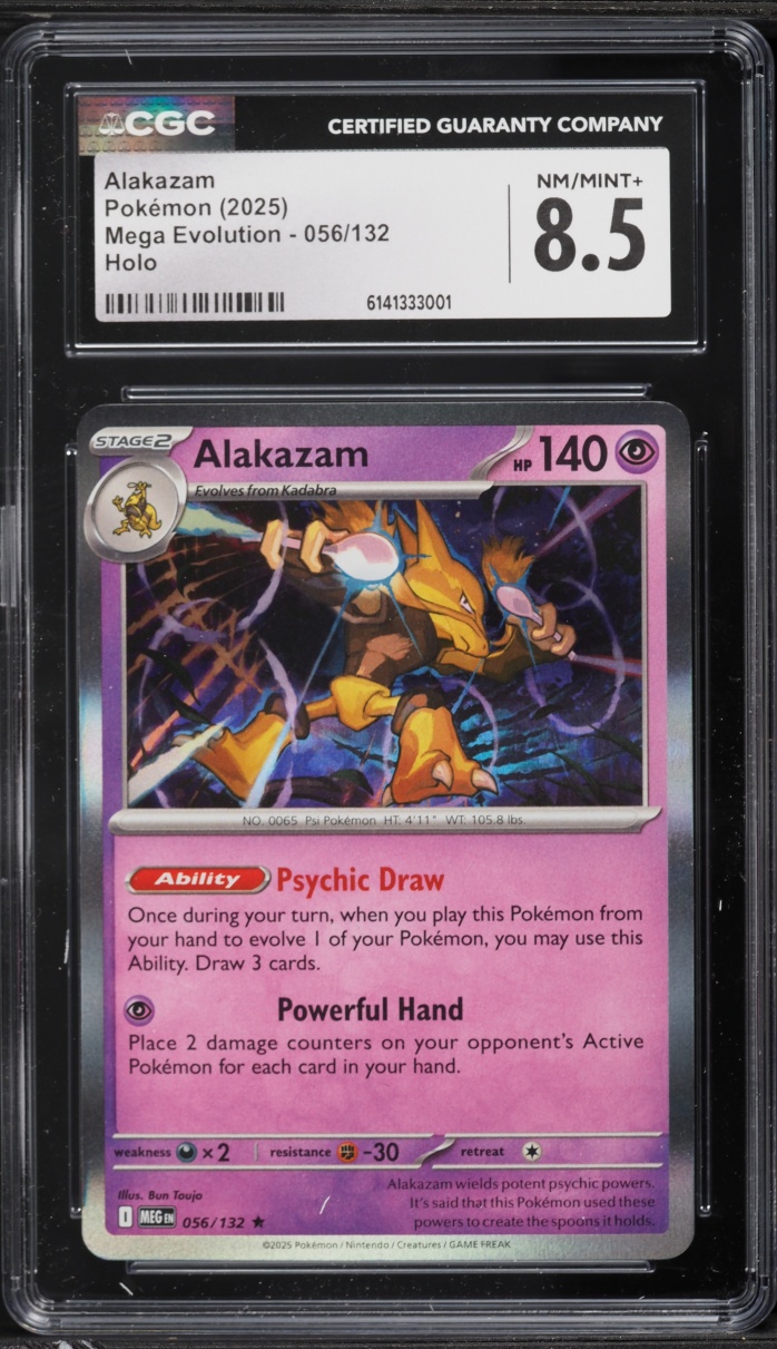 2025 Pokemon Mega Evolution Holo Alakazam #56 CGC 8.5 NM-MT+