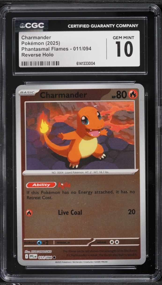 2025 Pokemon Mega Phantasmal Flames Reverse Holo Charmander #11 CGC 10 GEM MINT