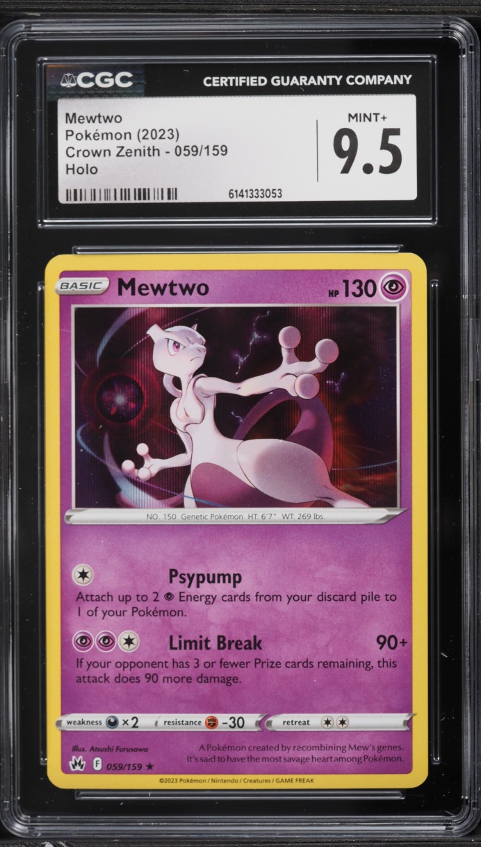 2023 Pokemon Sword & Shield Crown Zenith Holo Mewtwo #59 CGC 9.5 MINT+