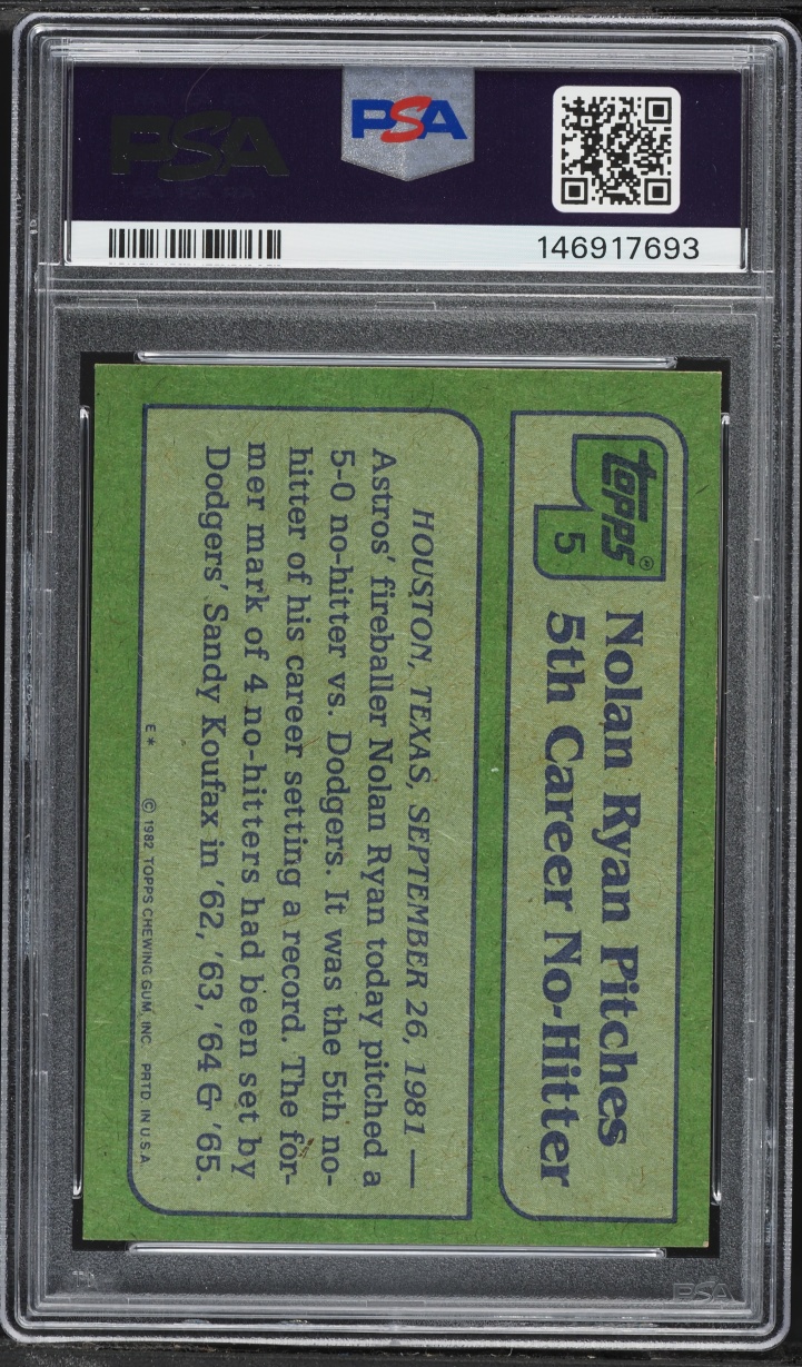 1982 Topps Nolan Ryan #5 PSA 9 MINT