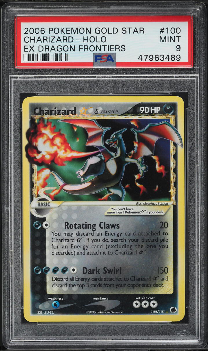 2006 Pokemon EX Dragon Frontiers Holo Charizard Gold Star #100 PSA 9 MINT