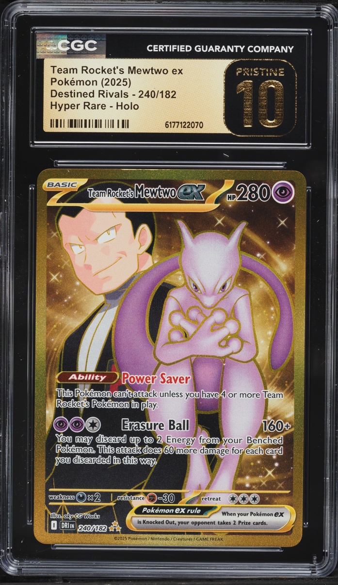 2025 Pokemon SV Destined Rivals Gold Rare Team Rocket's Mewtwo Ex #240 CGC 10 PRISTINE