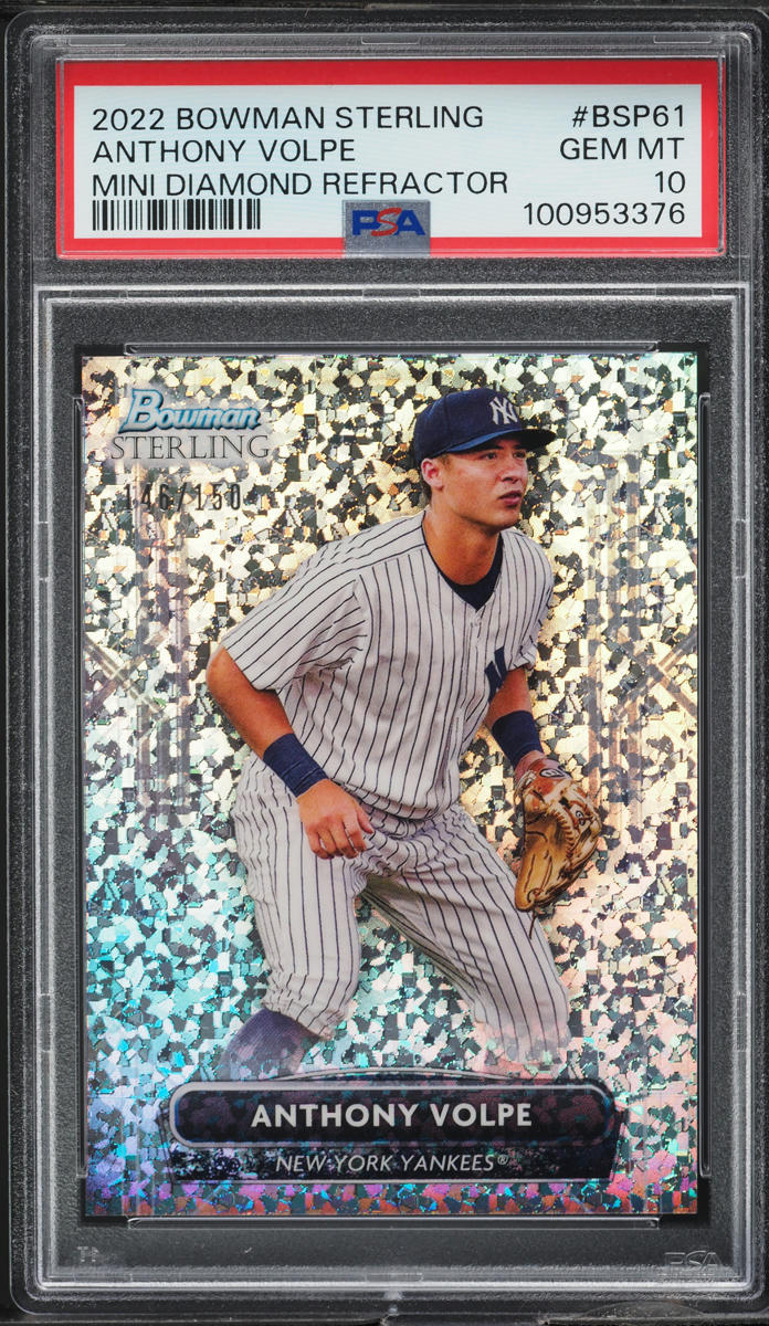 2022 Bowman Sterling Mini-Diamond Refractor Anthony Volpe ROOKIE /150 #BSP-61 PSA 10 GEM MINT