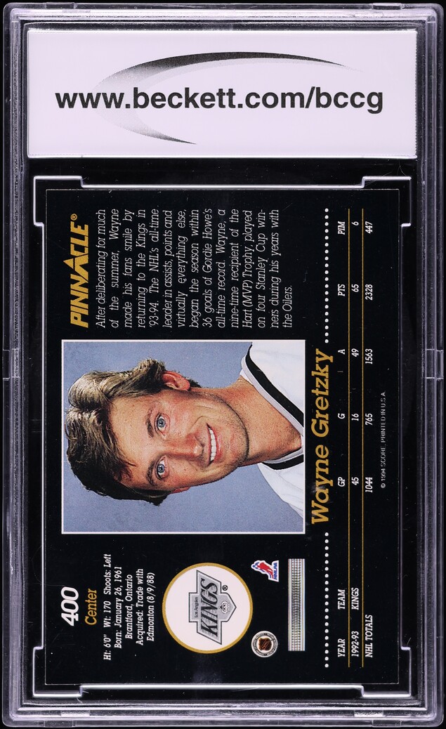 1993 Pinnacle Hockey Wayne Gretzky #400 BCCG 10
