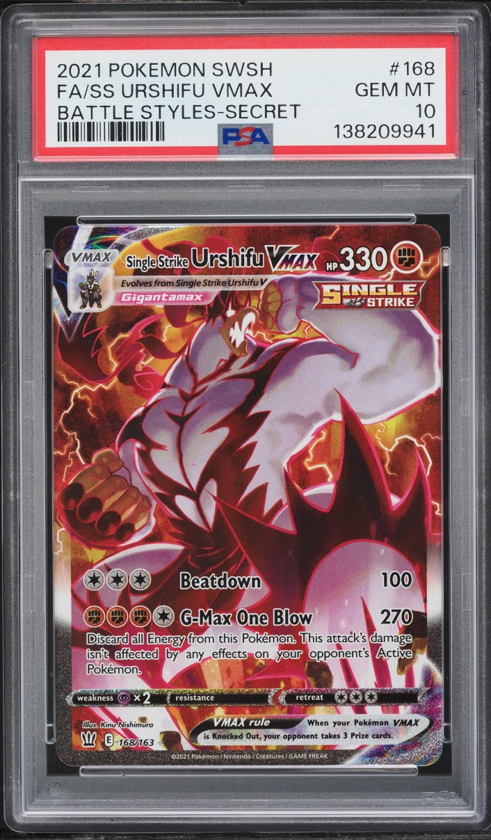 2021 Pokemon Sword & Shield Battle Styles SEC Single Strike Urshifu VMAX #168 PSA 10 GEM MINT