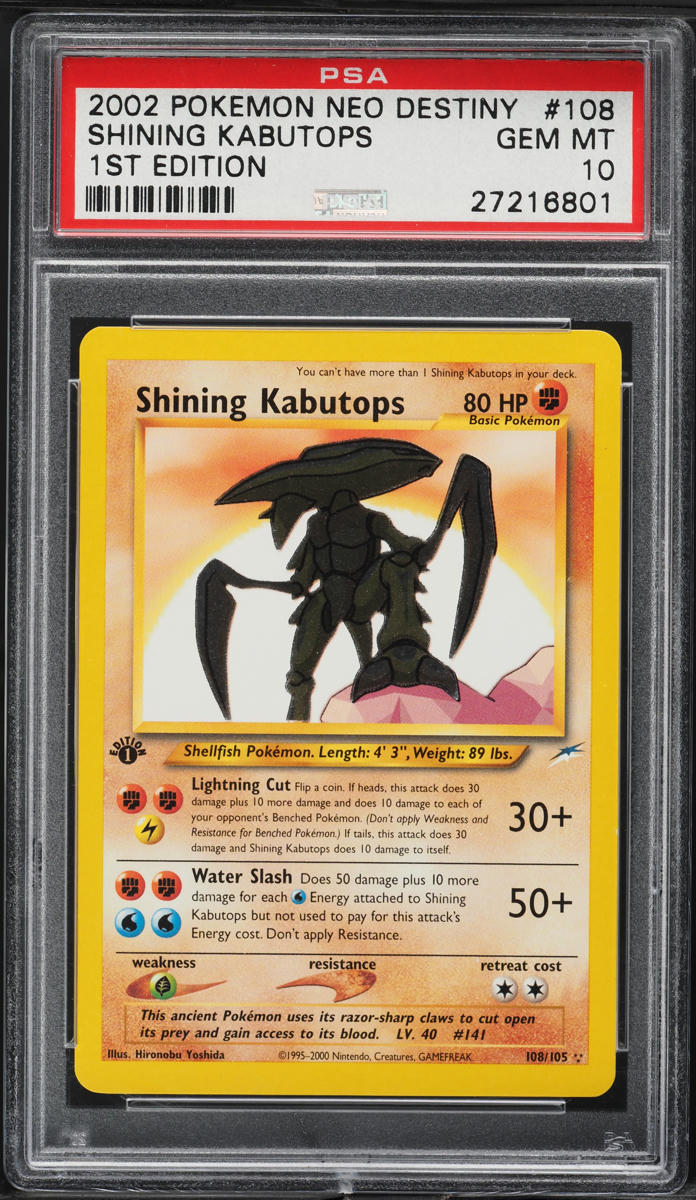 2002 Pokemon Neo Destiny 1st Edition Shining Kabutops #108 PSA 10 GEM MINT