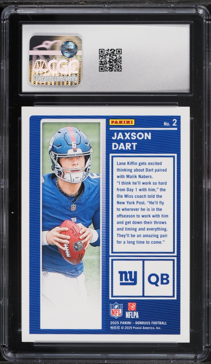 2025 Donruss The Rookies Jaxson Dart ROOKIE #2 CGC 10 GEM MINT