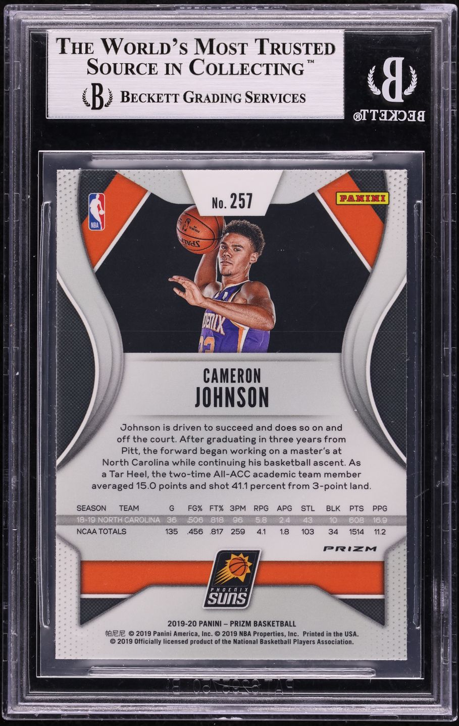 2019 Panini Prizm Variation Fast Break Cameron Johnson ROOKIE #257 BGS 9 MINT