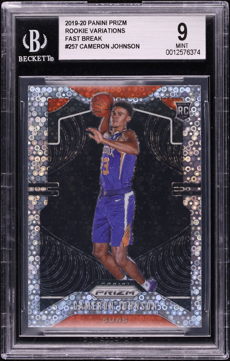 2019 Panini Prizm Variation Fast Break Cameron Johnson ROOKIE #257 BGS 9 MINT