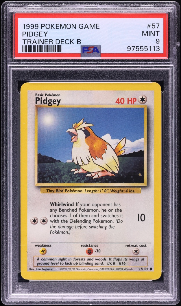 1999 Pokemon Base Set Trainer Deck B Pidgey #57 PSA 9 MINT