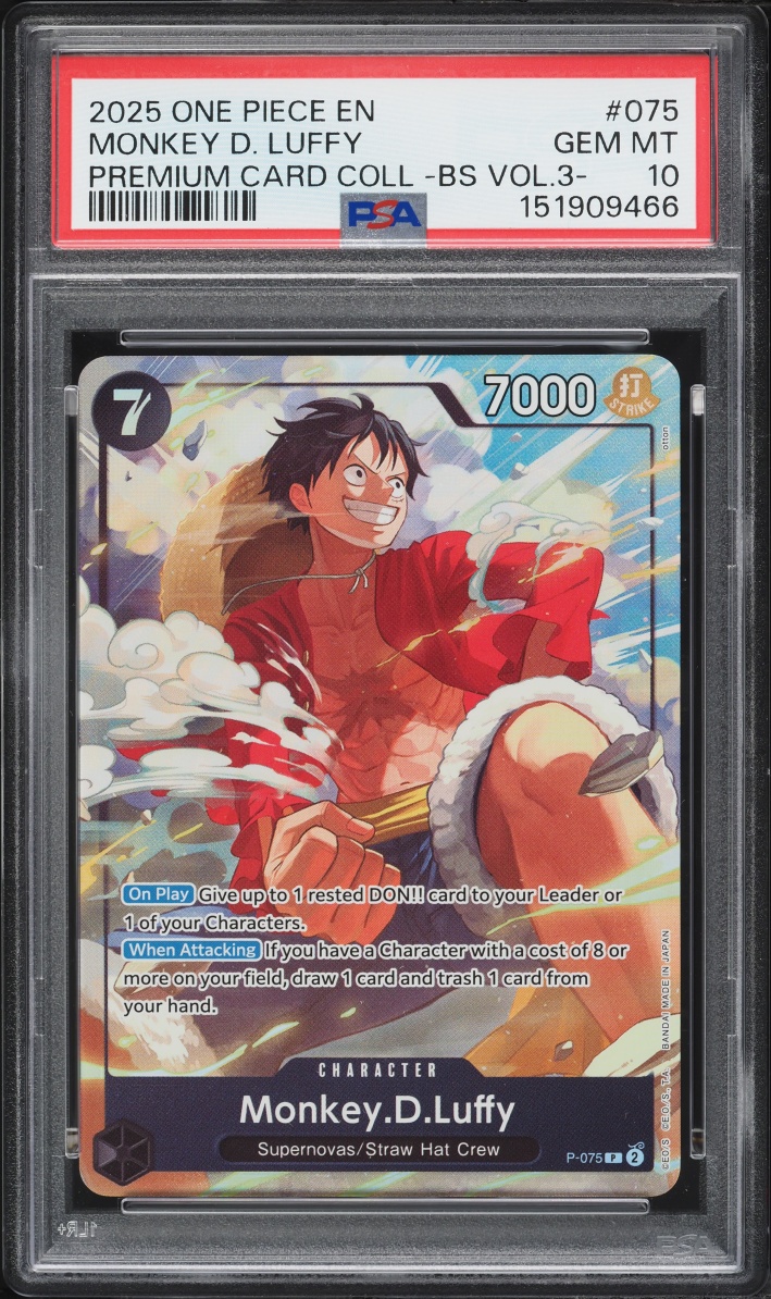 2025 One Piece Premium Best Selection Vol. 3 Monkey D. Luffy #075 PSA 10 GEM MINT