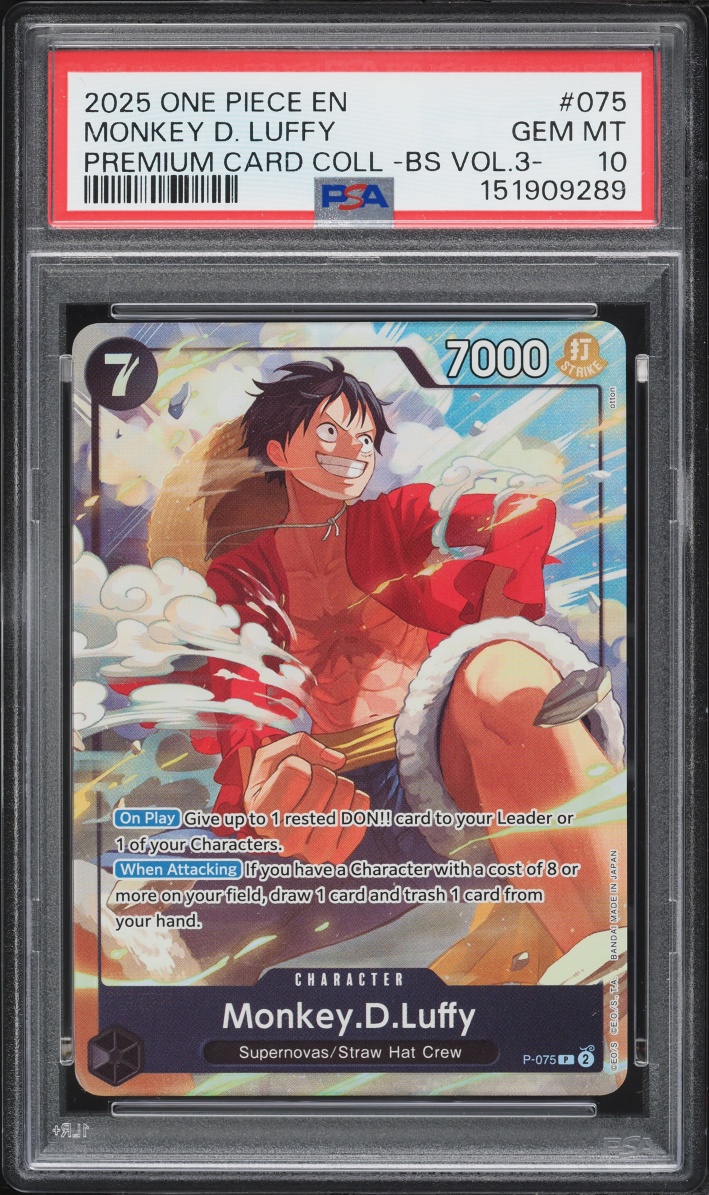 2025 One Piece Premium Best Selection Vol. 3 Monkey D. Luffy #075 PSA 10 GEM MINT