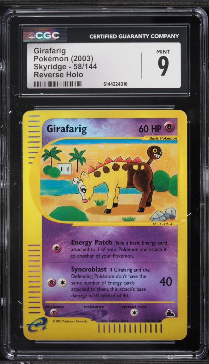 2003 Pokemon Skyridge Reverse Holo Girafarig #58 CGC 9 MINT