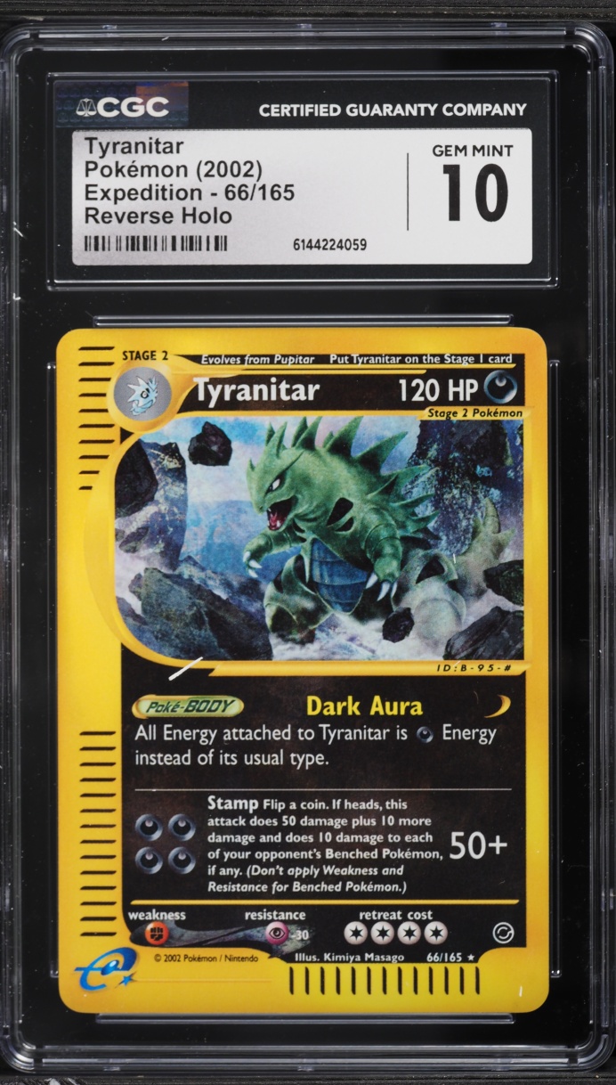 2002 Pokemon Expedition Reverse Holo Tyranitar #66 CGC 10 GEM MINT