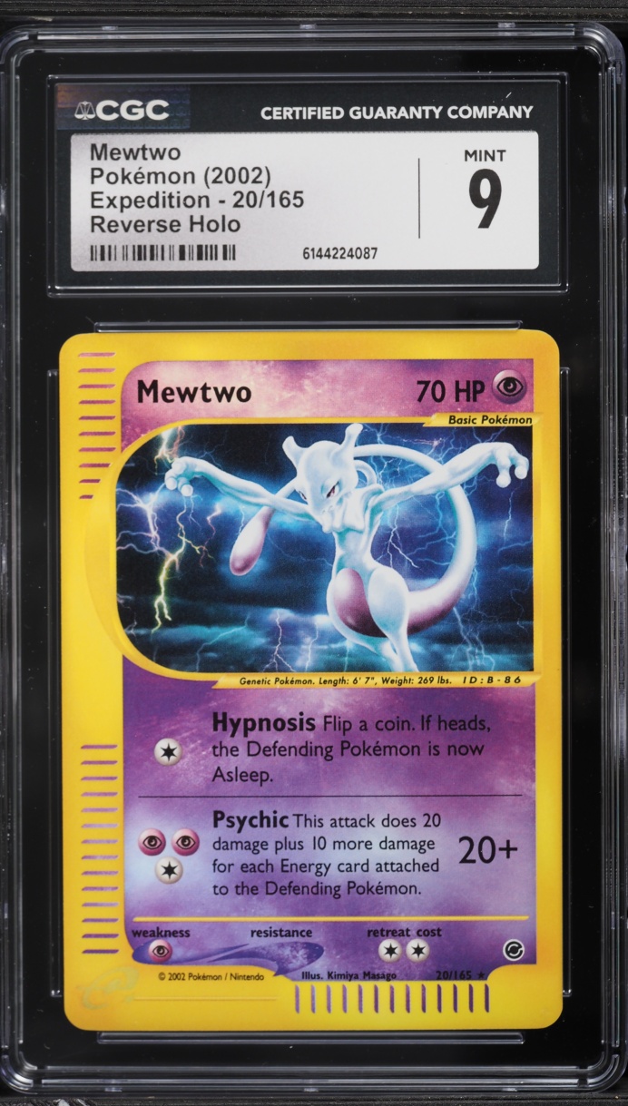 2002 Pokemon Expedition Reverse Holo Mewtwo #20 CGC 9 MINT