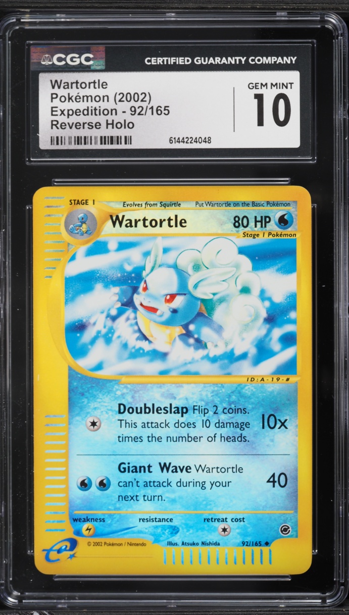 2002 Pokemon Expedition Reverse Holo Wartortle #92 CGC 10 GEM MINT