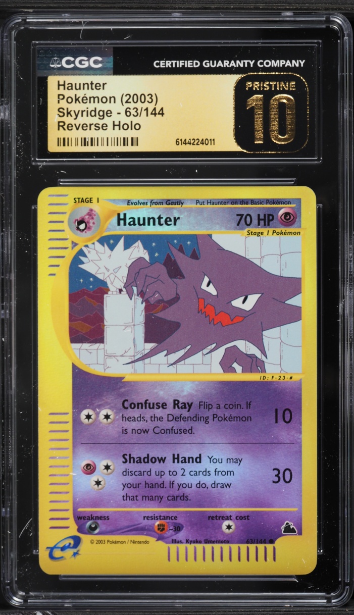 2003 Pokemon Skyridge Reverse Holo Haunter #63 CGC 10 PRISTINE