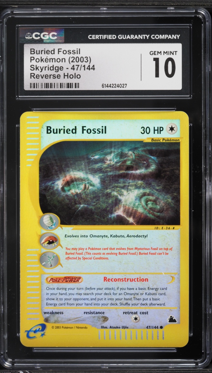 2003 Pokemon Skyridge Reverse Holo Buried Fossil #47 CGC 10 GEM MINT
