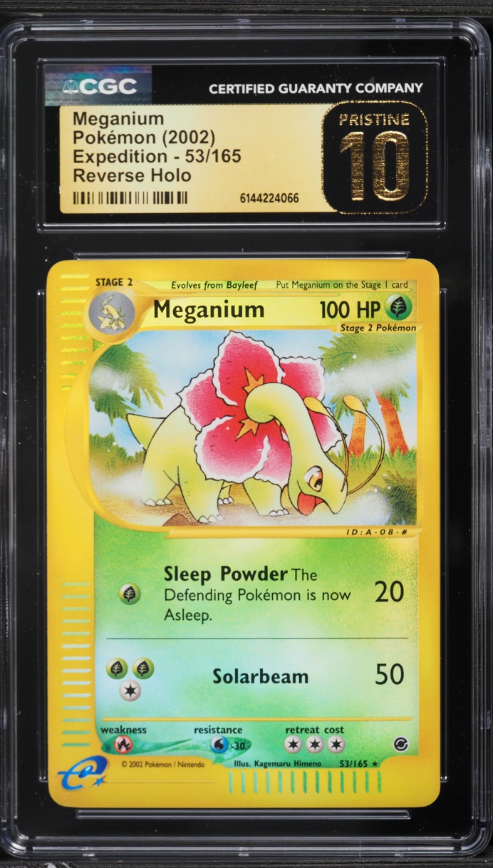 2002 Pokemon Expedition Reverse Holo Meganium #53 CGC 10 PRISTINE