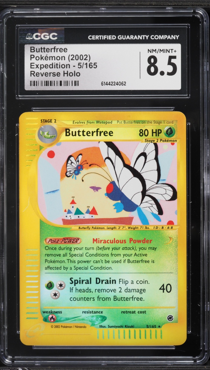 2002 Pokemon Expedition Reverse Holo Butterfree #5 CGC 8.5 NM-MT+