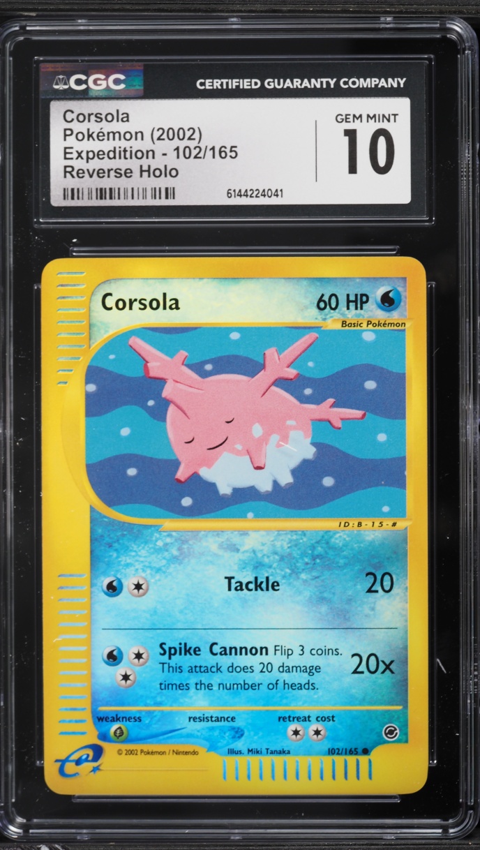 2002 Pokemon Expedition Reverse Holo Corsola #102 CGC 10 GEM MINT