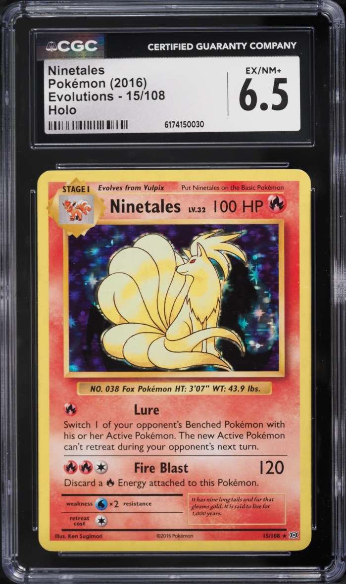 2016 Pokemon XY Evolutions Holo Ninetales #15 CGC 6.5 EXMT+