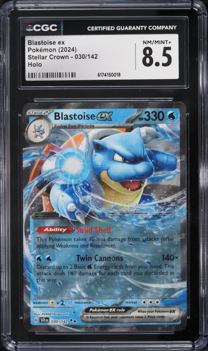 2024 Pokemon Scarlet & Violet Stellar Crown Holo Blastoise ex #30 CGC 8.5 NM-MT+