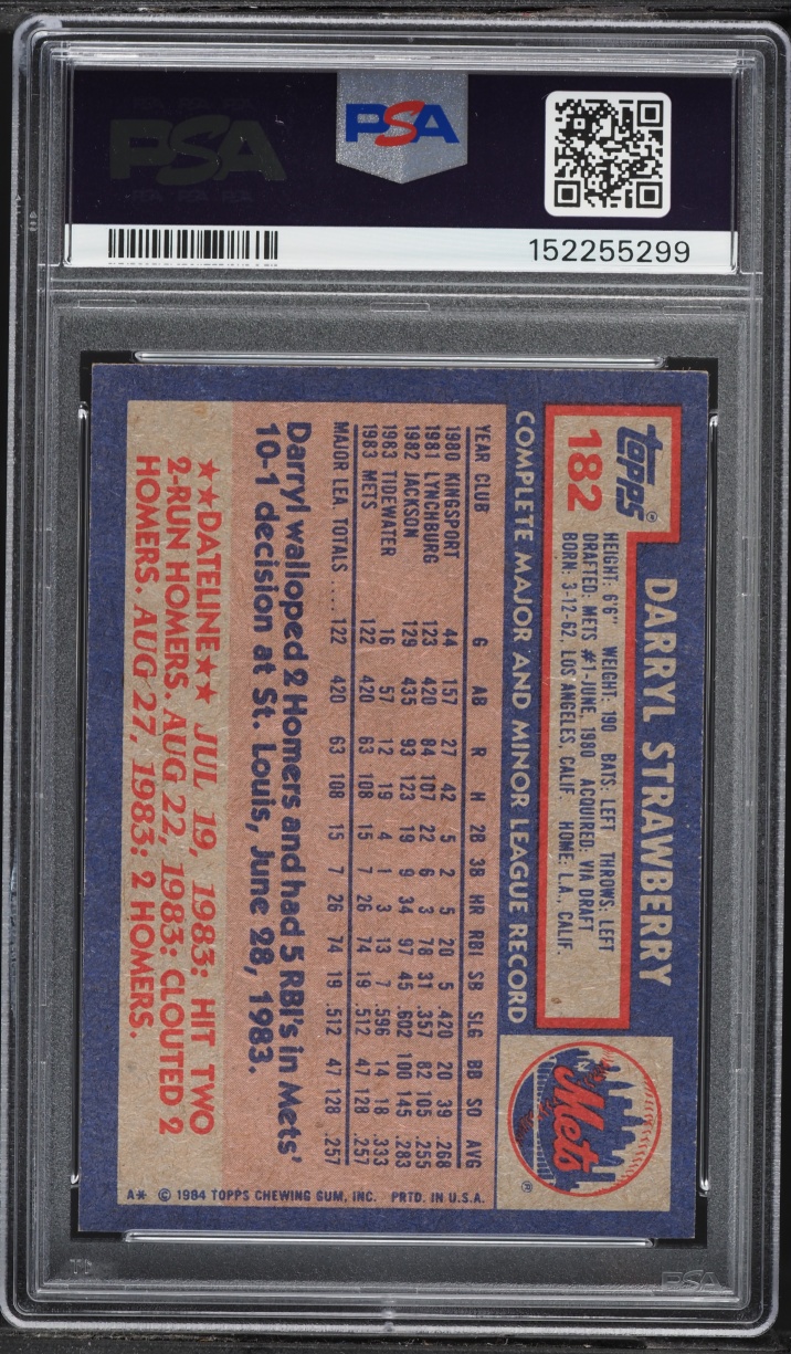 1984 Topps Darryl Strawberry ROOKIE #182 PSA 7 NRMT