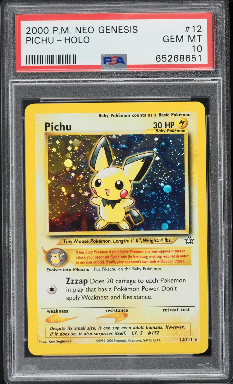 2000 Pokemon Neo Genesis Holo Pichu #12 PSA 10 GEM MINT