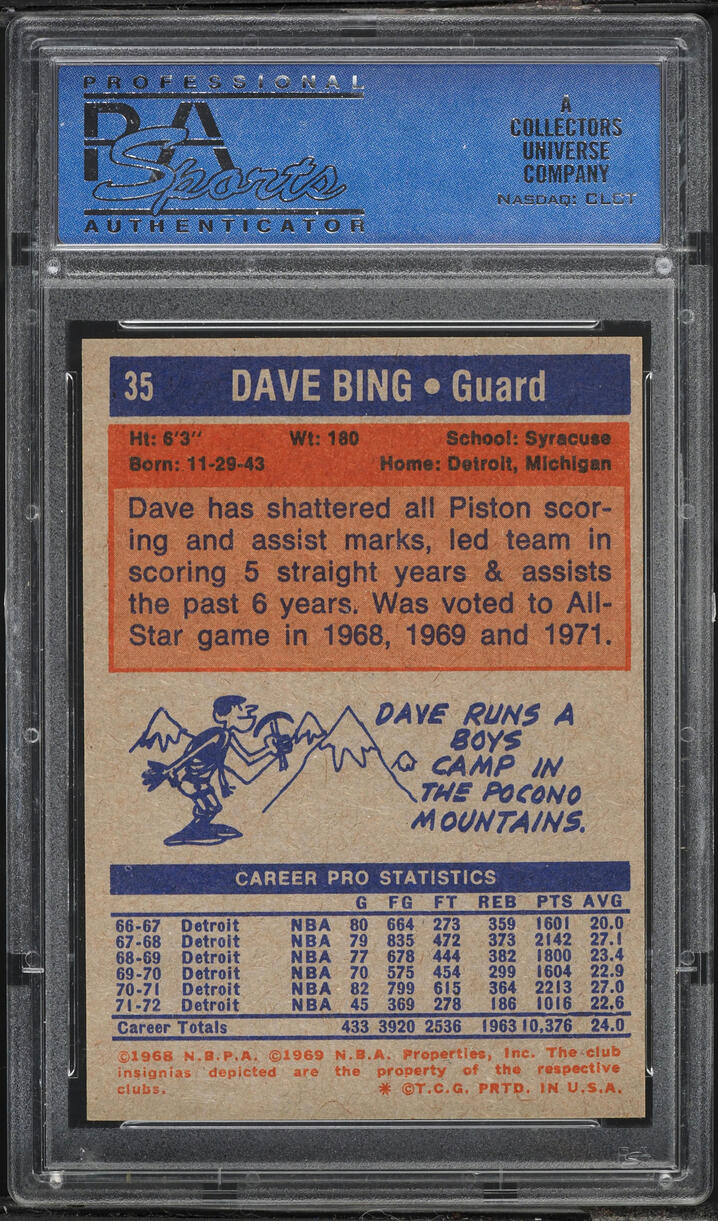 1972 Topps Basketball Dave Bing #35 PSA 9 MINT