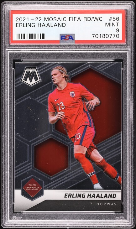 2021 Donruss Road To Qatar Kaboom! Erling Haaland #17 PSA 9 MINT