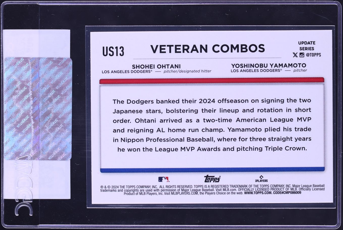 2024 Topps Update Far East Faves Shohei Ohtani Yoshinobu Yamamoto ROOKIE #US13 CGC AUTH
