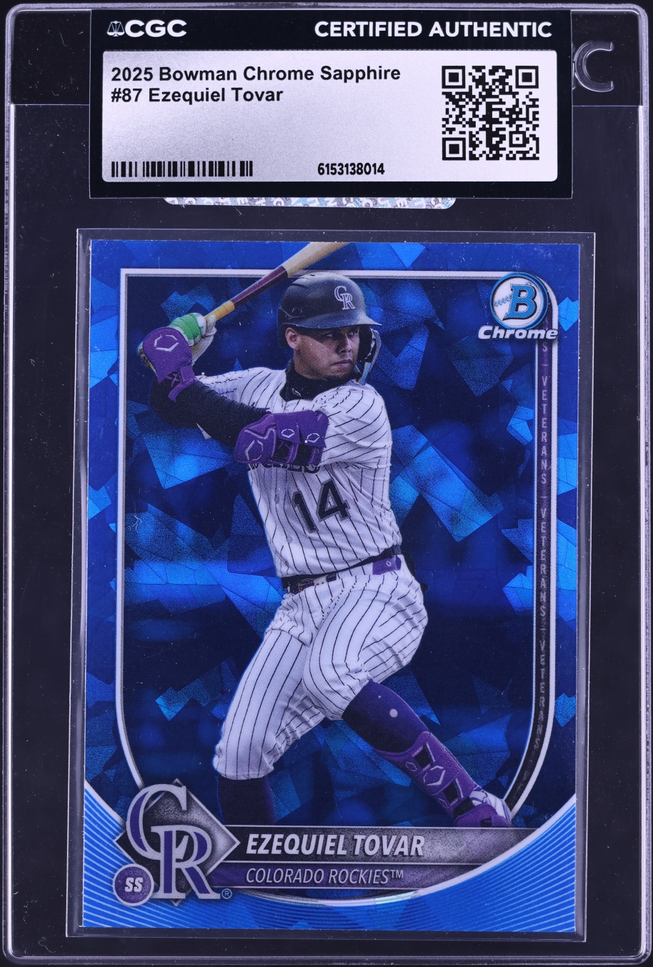 2025 Bowman Chrome Sapphire Ezequiel Tovar #87 CGC AUTH