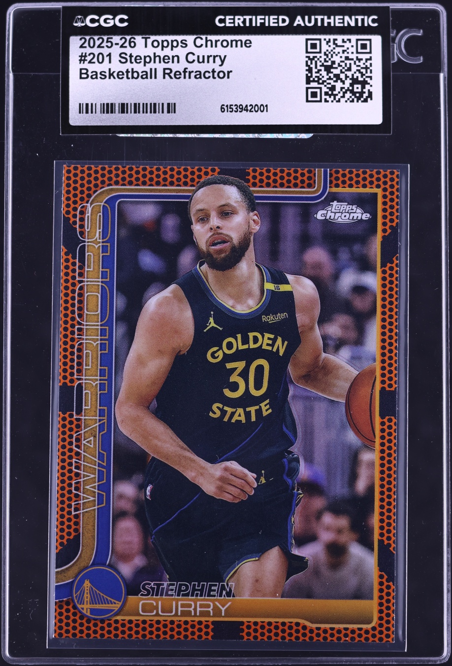 2025 Topps Chrome Basketball Refractor Stephen Curry #201 CGC AUTH