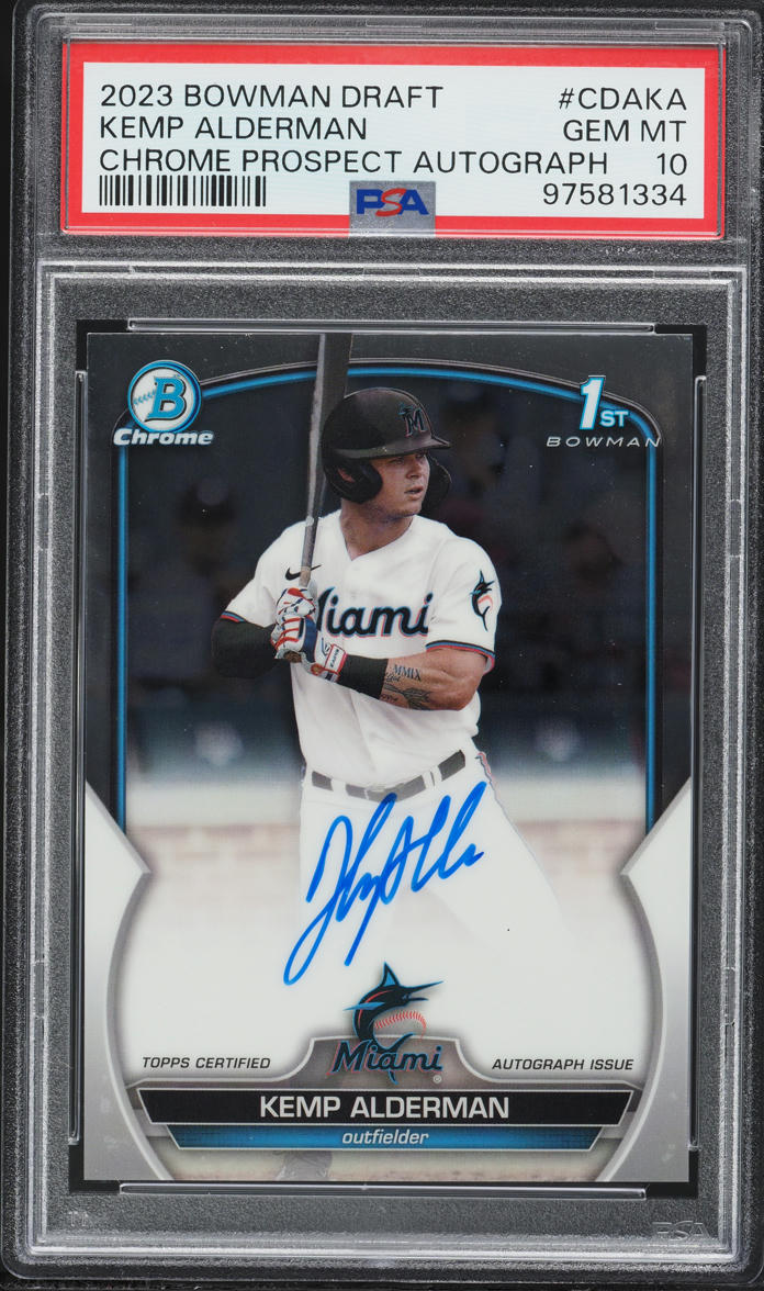 2023 Bowman Chrome Draft Kemp Alderman PROSPECT AUTO #CDA-KA PSA 10 GEM MINT