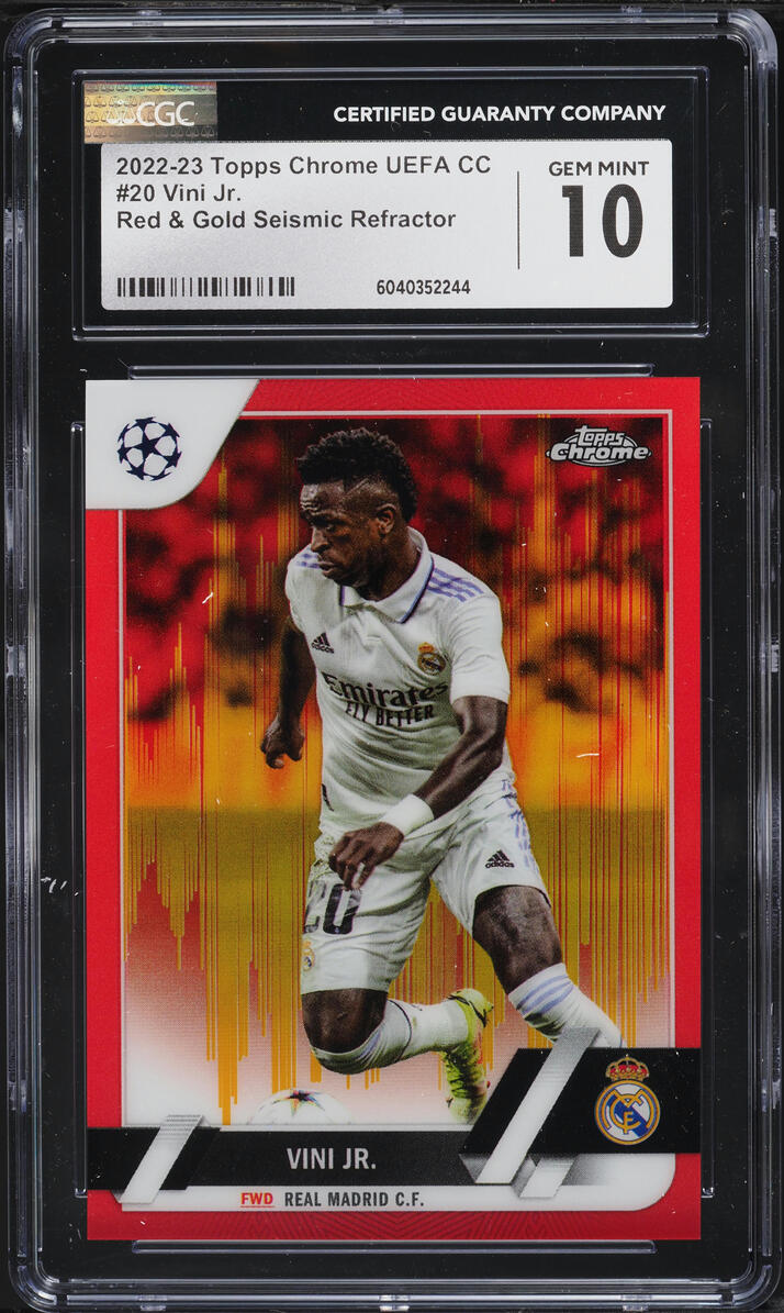 2022 Topps Chrome UEFA Club Competitions Red & Gold Seismic Refractor Vini Jr. #20 CGC 10 GEM