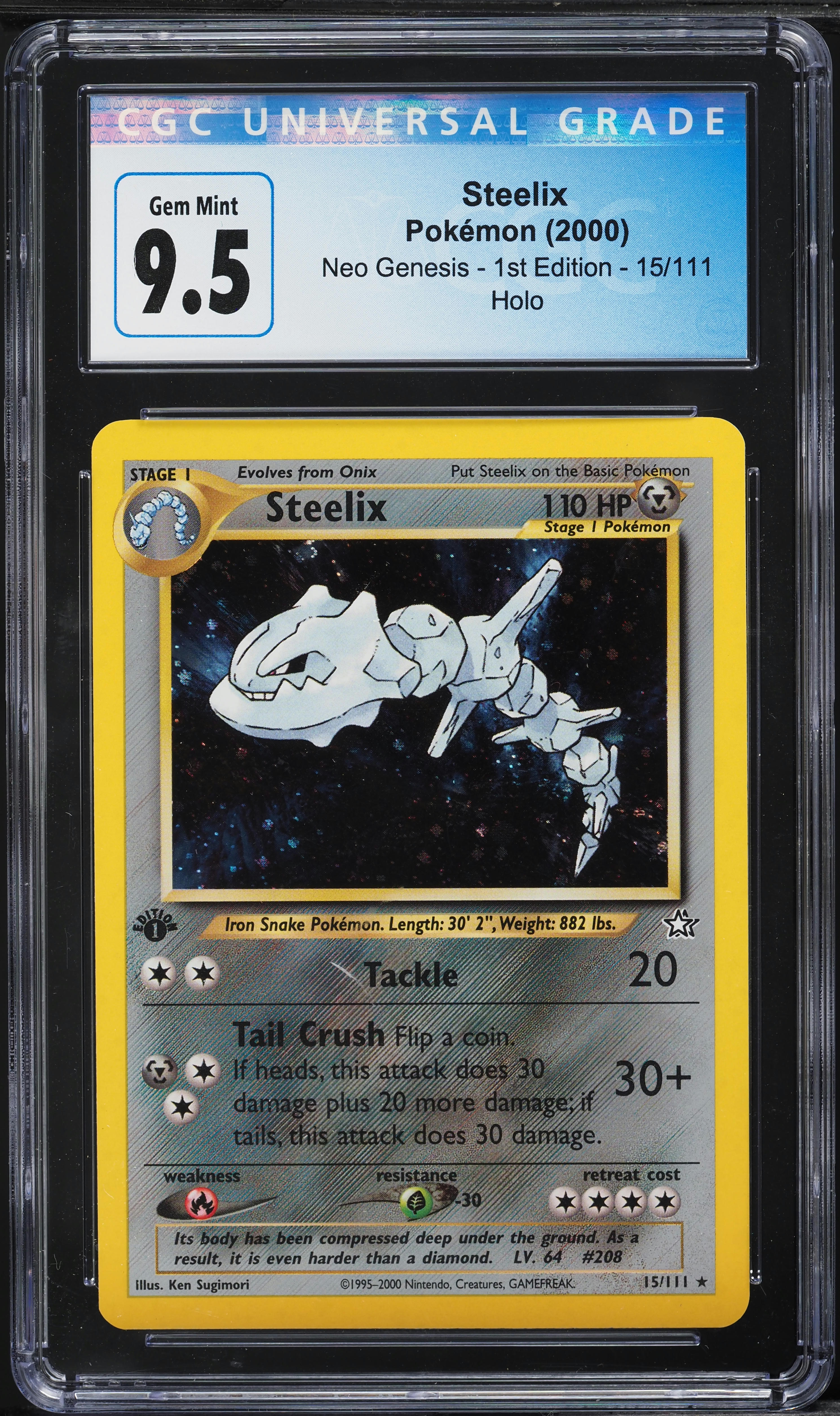 2000 Pokemon Neo Genesis 1st Edition Holo Steelix #15 CGC 9.5 GEM MINT