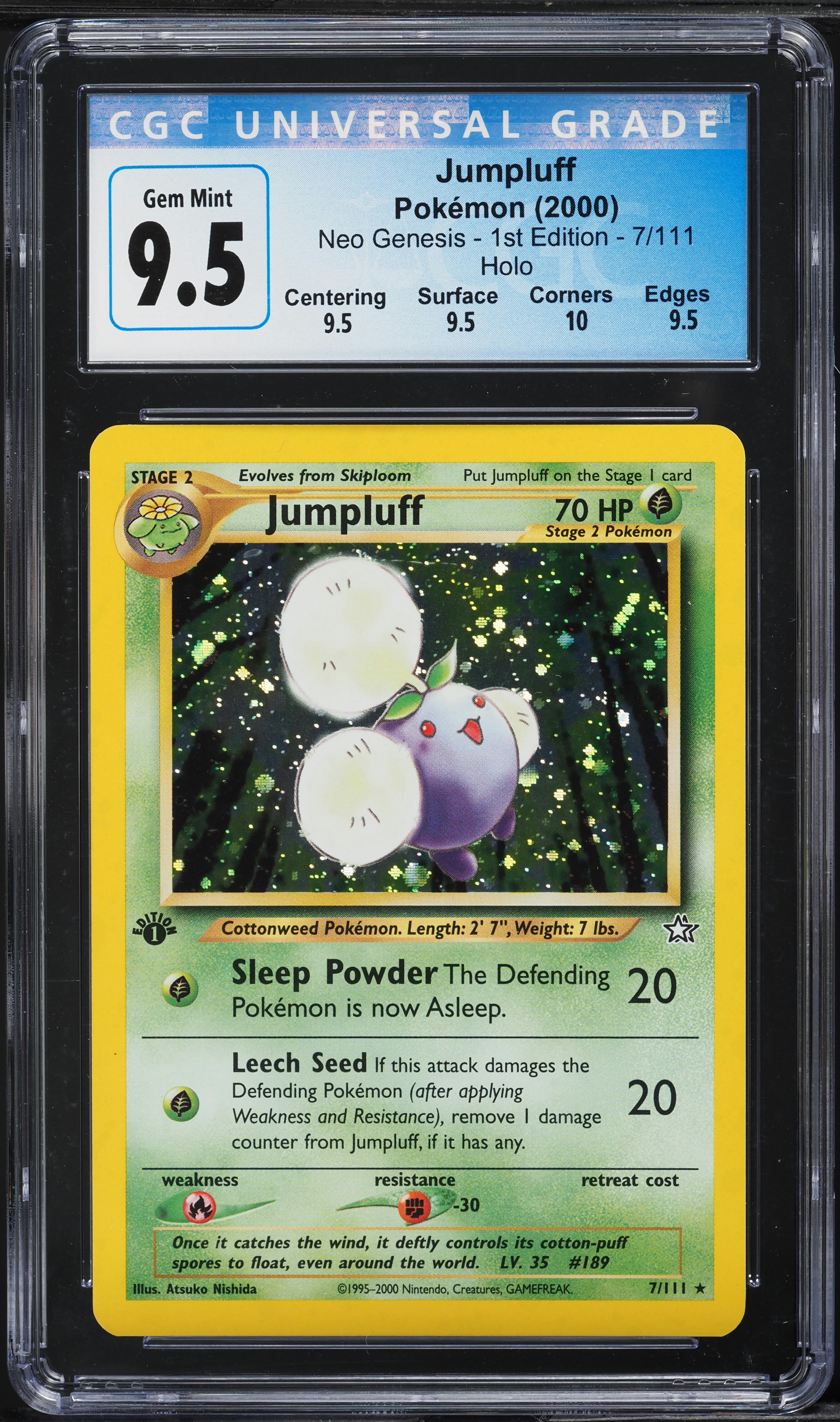 2000 Pokemon Neo Genesis 1st Edition Holo Jumpluff #7 CGC 9.5 GEM MINT