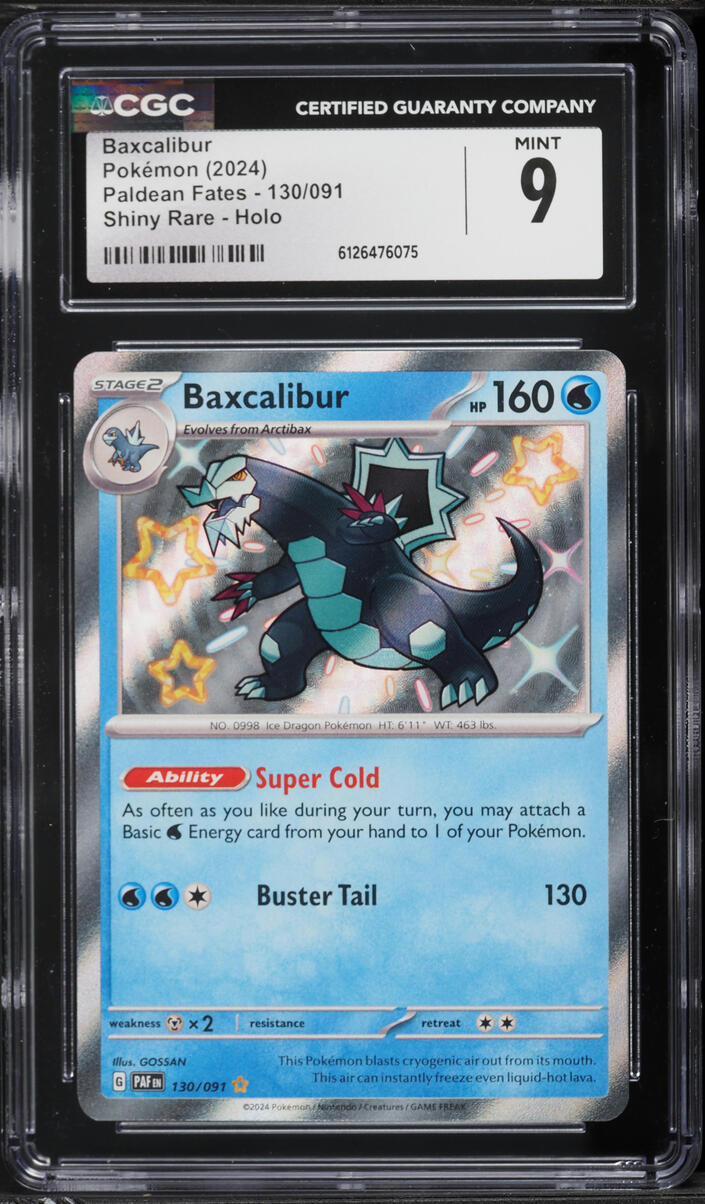 2024 Pokemon Scarlet & Violet Paldean Fates Shiny Rare Baxcalibur #130 CGC 9 MINT