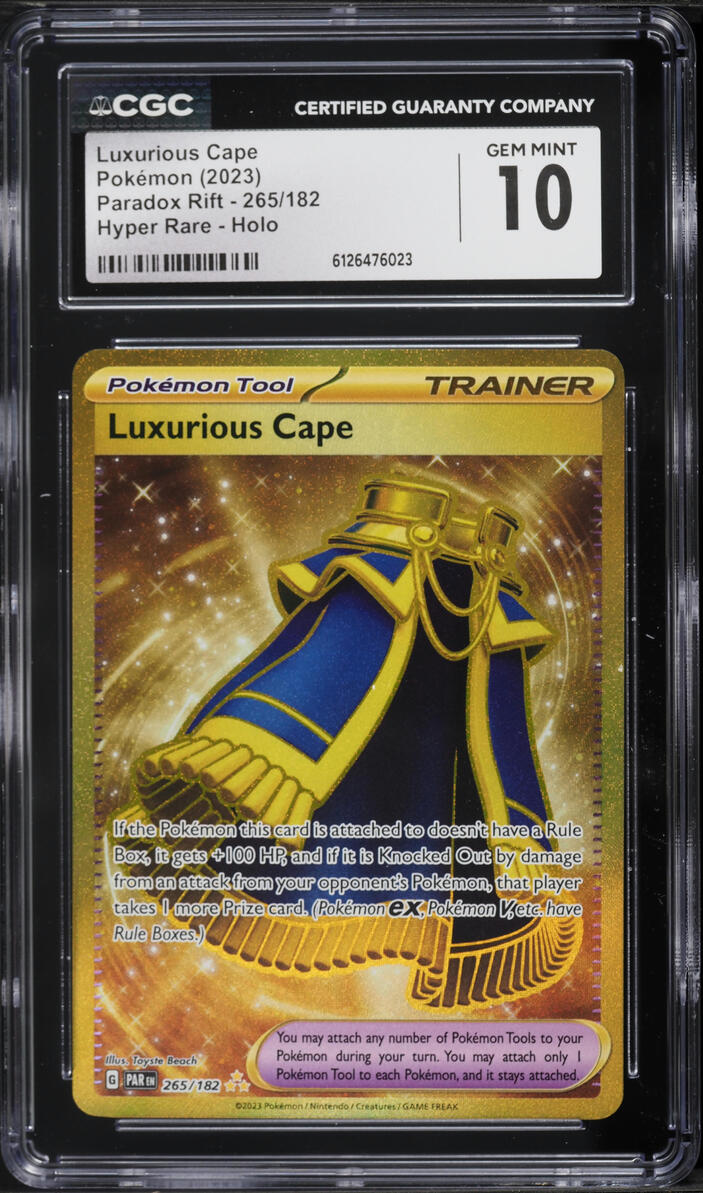 2023 Pokemon Sword & Shield Paradox Rift Gold Rare Luxurious Cape #265 CGC 10 GEM MINT